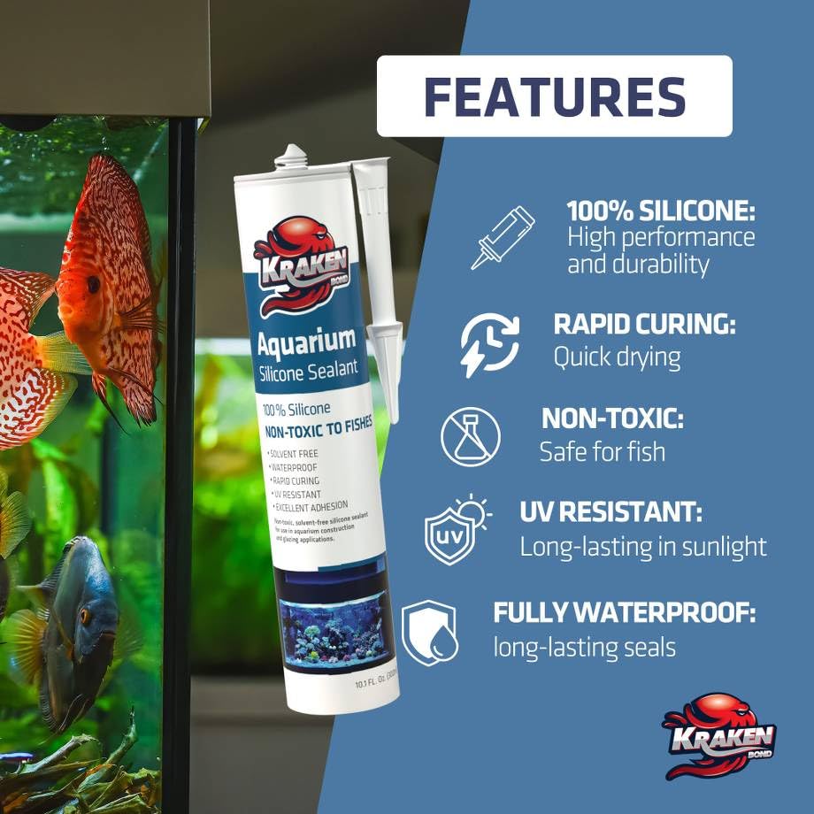 Kraken Bond Habitat Set Black Spray Waterfall Foam Sealant Straw Use 2x12 oz & Aquarium Silicone Sealant 2x10.1 fl oz – Vivarium, Terrarium, Fountain & Aquascape Background, Caulking Gun Not Included