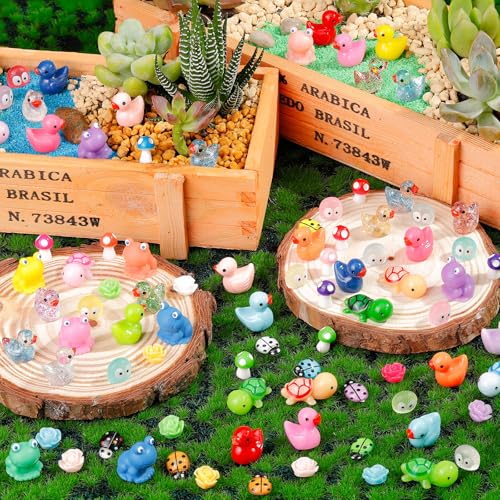 200 Pcs Mini Patio Miniatures Figurines Colorful Mini Resin Figures in Bulk Miniature Little Small Animals Figurines for Fairy Garden Landscape Dollhouse Accessories DIY Crafts Aquarium Decor - style: 200Pcs Bulk