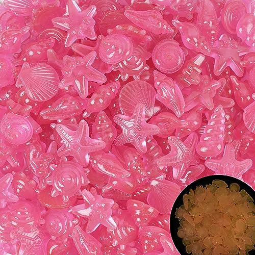 Kaiyuan Dynasty 300pc Fish Tank Glow in The Dark Rocks Glow Rocks for Fish Tank Glow in The Dark Stones Luminous Stones for Aquarium,Pink (0.8-1.2") - color: Pink, size: 300