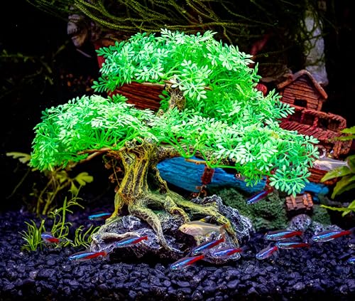 Aquarium Bonsai Tree Plant Fish Tank Decorations Medium/Large Resin Plastic Artificial Plants Flower Ornament Beta Goldfish Decoration Ornaments Freshwater & Saltwater Décor