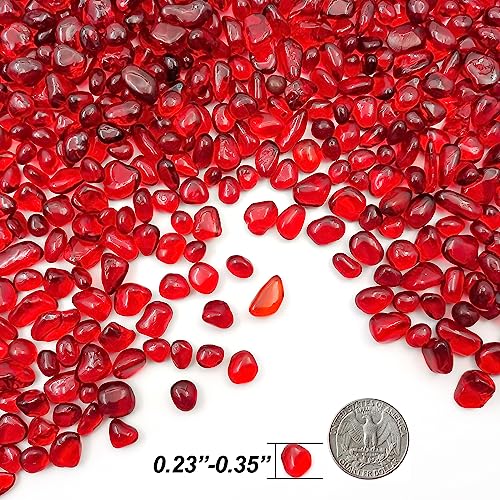 Keedolla 0.93LB Clear Glass Pebbles Marble Aquarium Fish Tank Rocks Gravel for Turtle Tank, Vase Fillers, Christmas Decoration - Red - color: Red, size: 0.93 Pound