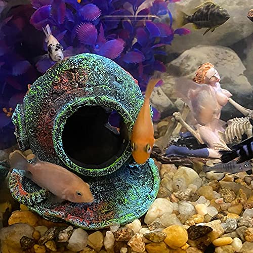 SLOCME Aquarium Sunken Submarine Helmet Decorations - Realistic Vintage Noah's Ark Shipwreck Fish Tank Decorations, Durable Resin Fish Tank Ship Accessories
