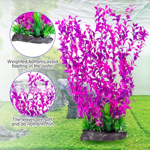 Hamiledyi Aquarium Plastic Plants Aquarium Decor Artificial Fish Tank Plants,Tall Fish Tank Decorations, Extra Large Aquarium Plant 20.4-inch Tall,2PCS - color: E*2 Pcs, size: 20.4 in