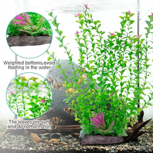 Hamiledyi Aquarium Plastic Plants Aquarium Decor Artificial Fish Tank Plants,Tall Fish Tank Decorations, Extra Large Aquarium Plant 20.4-inch Tall,2PCS - color: C*2 Pcs, size: 20.4 in