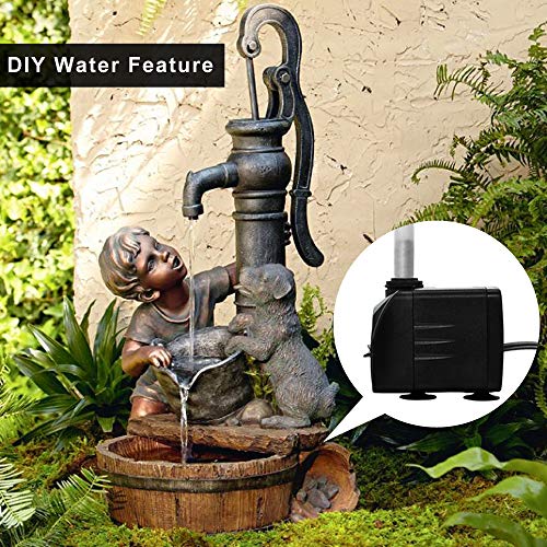PULACO 400GPH Submersible Pump with 5 ft Tubing, (1500L/H 25W) durable fountain water pump for Pond Fountain, Aquariums Fish Tank, Statuary, Hydroponics - size: 400 GPH