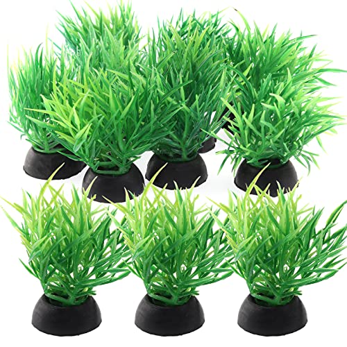 Piutouyar Green Aquarium Plant Ornaments, Artificial Water Plants, Lifelike Plastic Fish Tank Foreground Grass, Water Tank Decorations (10Pcs)
