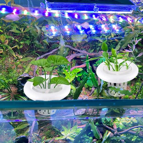 4 PCS Floating Aquarium Plant Holder, Aquarium Planting Baskets with White Foam Floating Ring, Fish Tank Hydroponic Basket for Aquatic Plant Cultivation and Landscaping Decorations