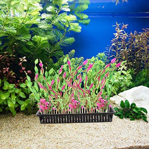 POPETPOP Aquarium Plastic Plant Basket 5-Pack Water Grass Pots with Drainage for Hydroponic Root Cultivation Fish Tank and Pond Planting