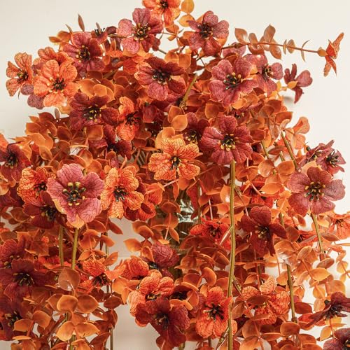 SzJias Artificial Hanging Plants for Outdoor Fall Flowers Hanging Fake Flowers Eucalyptus Leaf Faux Plants for Patio Porch Outdoor Plants Decor (4 Pcs, Fall) - color: Fall