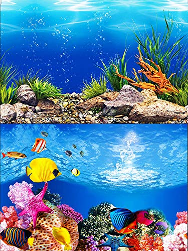 ELEBOX Water Plants Aquarium Background Poster HD Fish Tank Background Decorations Landscape 2 Sided 16"x 40" - color: Type B