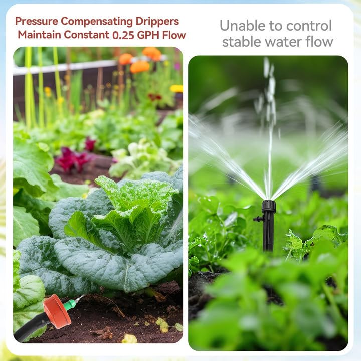 30 Pcs 0.25 GPH Pressure Compensating Irrigation Spot Drippers,Constant Flow Barb Outlet Watering Dripper Emitters Heads Parts for 1/4 Inch Watering Tubing Line for Garden Pots Plant Irrigation System - color: 0.25 GPH 30 PCS