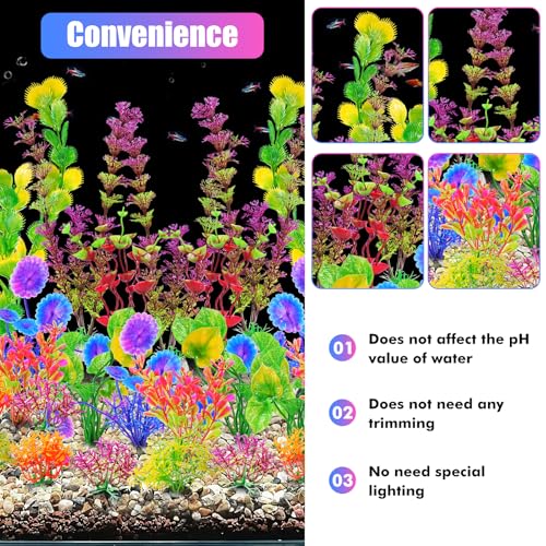 AQUANEAT Artificial Aquarium Plants, Fish Tank Plastic Decorations, Multiple Colors Small Accessories, 25pcs