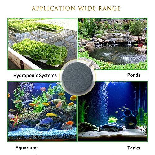 Quickun 4 Inch Updated Crazy Air Disc Stone Cylinder Bubbler Plus Diffuser Aquarium Fish Tank Hydroponics Pump Airstones Diffuser 3/16" 5/16" Hose ID, Pack of 2 - size: 4"