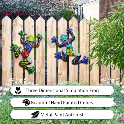 John's Studio 2Pcs Metal Frog Wall Decor Outdoor Garden Hanging Art Sculptures Home Ocean Theme Decorations for Kitchen Bathroom and Pool - color: Frog 2PCS