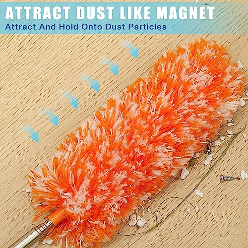 Tanlade 12 Pcs Microfiber Feather Duster for Cleaning 13-31 Inch Extendable Cobweb Dusters Ceiling Fan Duster Washable Bendable Tool for Office Car Window Furniture (Bright Color) - color: Bright Color