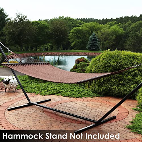Sunnydaze Soft-Spun Polyester Rope Double Hammock for Outside - 600-Pound Weight Capacity Extra Large Hammock - Mocha - color: Mocha