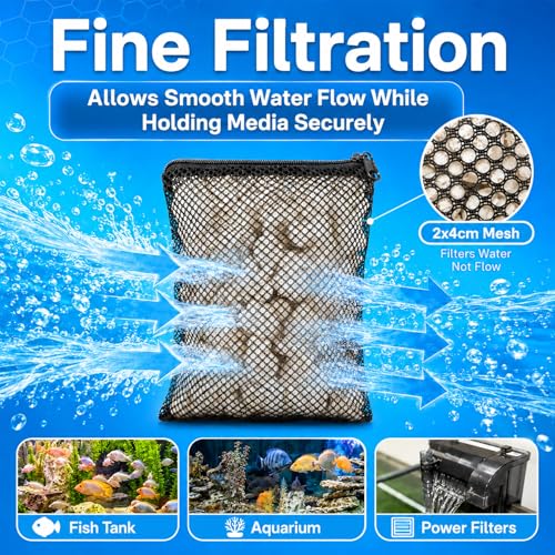 MAQIHAN 10pcs Aquarium Filter Media Bags - Mesh Filter Bags Reusable Bags with Zipper for Activated Carbon Ceramic Rings Filter Balls Fish Tank Pond 5.9 X 7.8 Inch