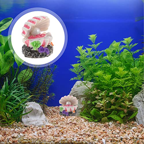 POPETPOP Aquarium Decoration Bubble Pearl Shell Fish Tank Ornament with Air Stone Compatible for Oxygen Pump 2.76X2.17X2.17 Inch Aquarium Landscape
