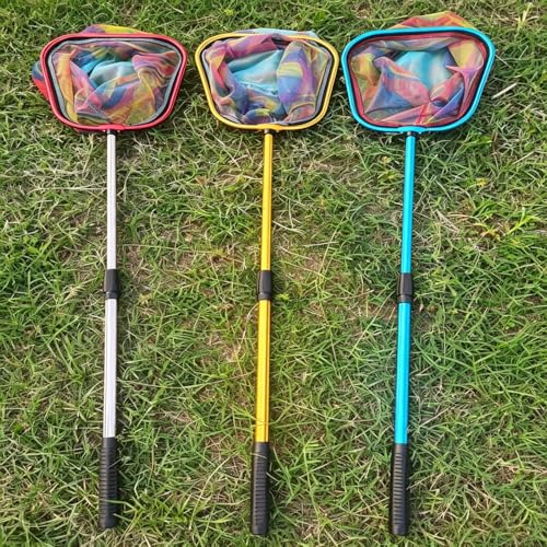 Kids Fishing Net, 3 Pack Telescopic Landing Net with Aluminum Pole Handle, Beach Nets Toys for Kids, Butterfly Net Bug Net, Fish Net Crab Nets Fishing Gear for Kids Youth, Outdoor Playing