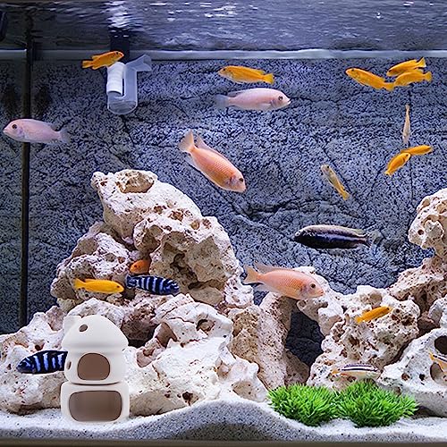 Aquarium Decor Ceramic Mushroom House with Cave Set Ornament Fish Tank Landscape Decoration for Small Shrimp for Goldfishes to Rest (White) - color: White B