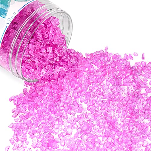 1.5 lb Purple Crushed Glass for Crafts, 3-6mm Chunky Broken Glass Pieces, Vibrant Colored Irregular Shards for Canvas Art, Vase Filler, Mosaics & Home Décor