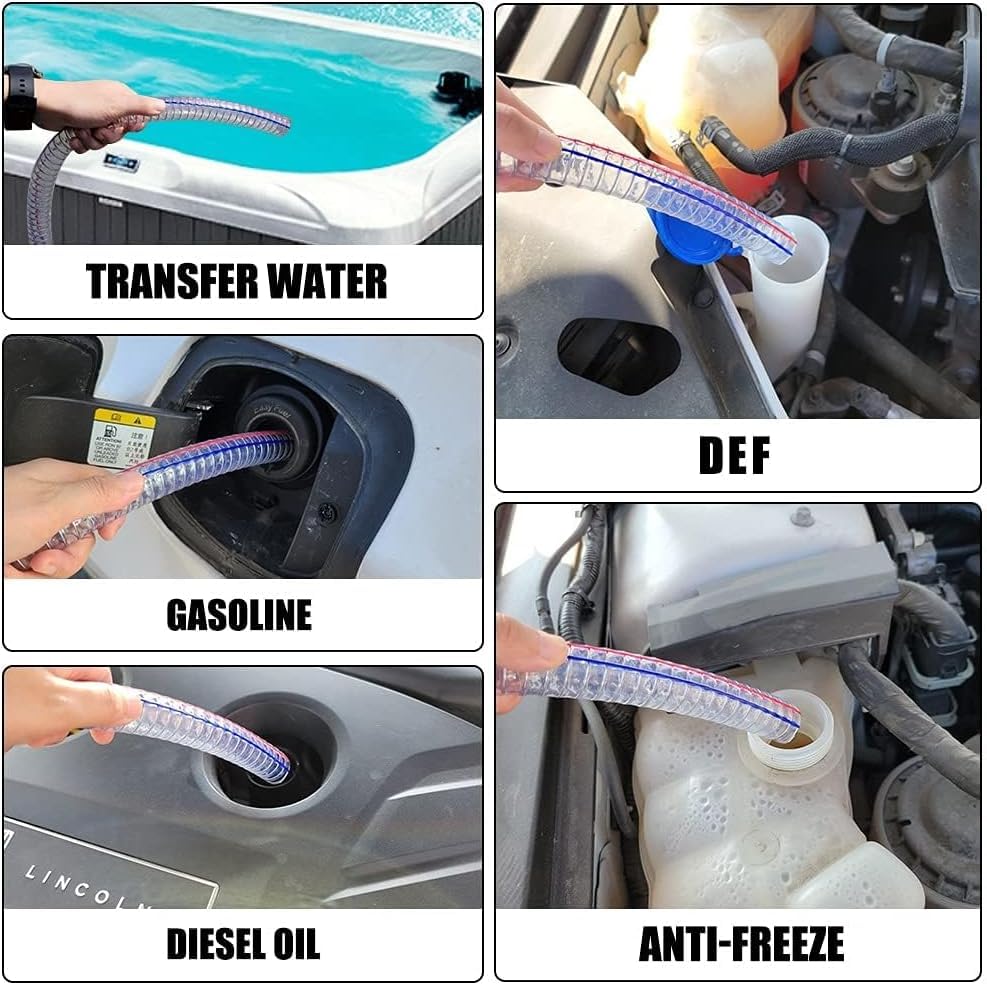 8.2FT 1" Heavy Duty Siphon Hose - Self-Priming Jiggler Pump for Boats, ATVs & Tractors Brass Nipple w/Metal Buckle, Fuel Transfer Tube for Gasoline Fuel Gas, fish tank water exchange and drainage - size: 1"ID x 1Pcs