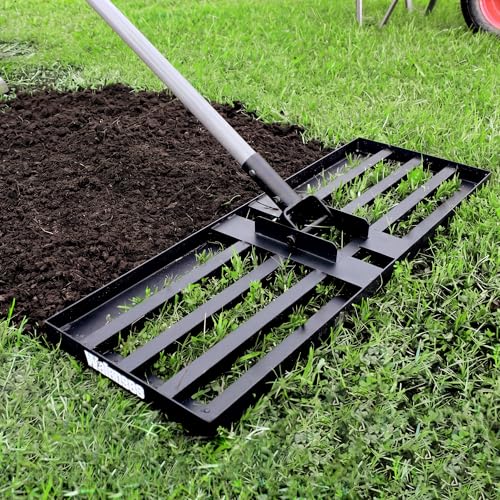 Walensee Lawn Leveling Rake, 30"x10" Heavy Duty Lawn Leveler Tool with 7FT Steel Handle, Levelawn Landscape Rake for Topdressing, Soil, Sand, Dirt, Backyard, Garden, Golf Course - size: 7FT 30"x10"