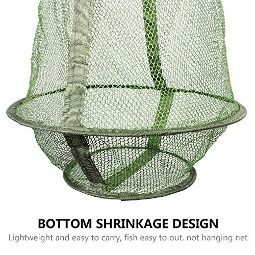 Collapsible Fish Basket Mesh Fish Trap Portable Fish Cage Foldable Fishing Keep Net for Keeping Fish Alive, Bait Storage Crayfish Crab Minnows Shrimps Lobsters - color: Green-2pcs