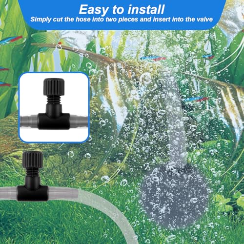 Psyqtsuary Aquarium Air Valve, 10 Pcs Aquarium Air Pump Control Valves T Shaped Single Way Plastic Air Flow Control Regulator Aquarium Air Pump Accessories for Fish Tank 3/16" ID Tubing (Black) - color: Black