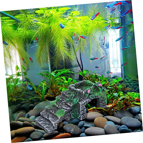 Yardwe Aquarium Landscaping Bridge Resin Turtle Hideout Fish Cave Ornament for Basking and Climbing Durable Design for Fish Tanks and Reptiles S