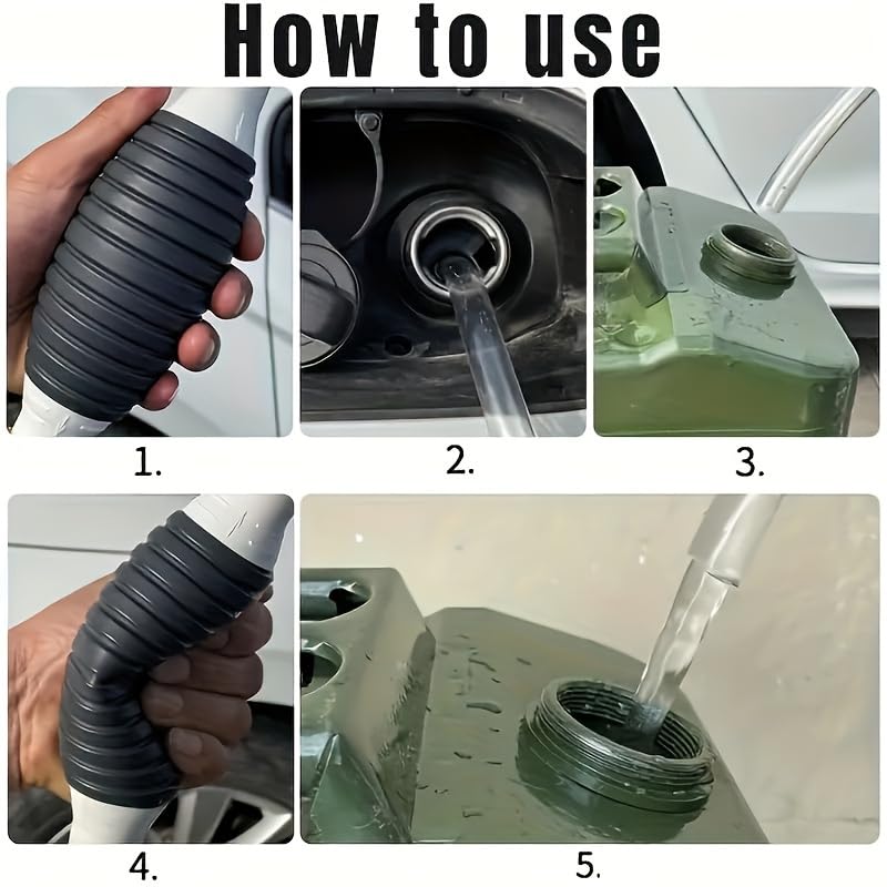 Portable Straw Pump 1pc - 39.37 Inch Flexible PVC Hose with Safety Pad & 2 Clamps, Ideal for Transferring Gas, Oil, Water & Fuel, Manual Siphon Pump for Automotive & Household Use
