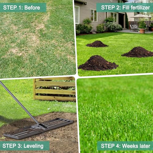 Lawn Leveling Rake 45"x10", Heavy Duty Rakes for Lawns with Anti-Rust Coating & Adjustable Handle, Effort-Saving Lawn Leveler for Yard Garden Farm Golf Course Lawn Care