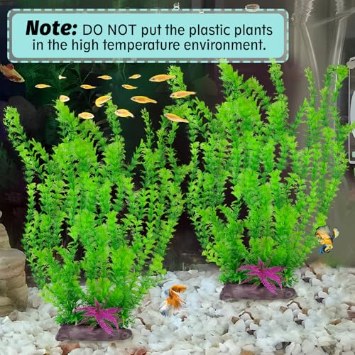 Hamiledyi Aquarium Plastic Plants Aquarium Decor Artificial Fish Tank Plants,Tall Fish Tank Decorations, Extra Large Aquarium Plant 20.4-inch Tall,2PCS - color: A*2 Pcs, size: 20.4 in