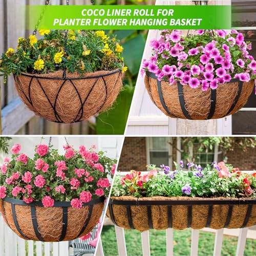 Legigo 16X120 Inch Natural Coco Liner Roll, Coconut Liners for Planter Window Box Hanging Basket, Coconut Coir Roll Coco Fiber Mat for Garden Decoration DIY Moss Poles Pet Pad Reptiles Carpet - size: 16x120 inch