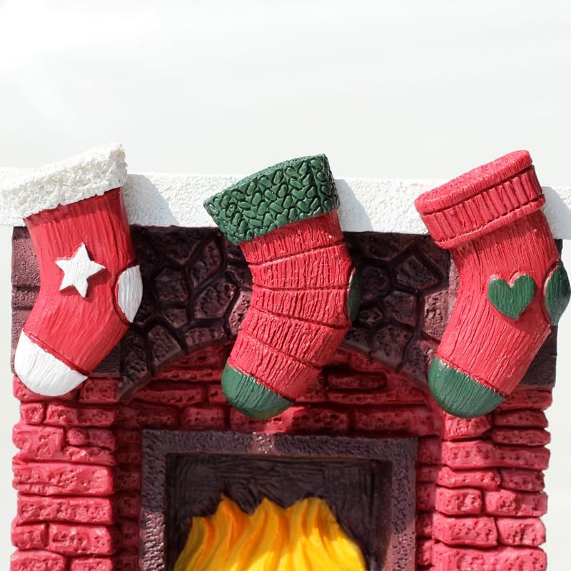 Aquarium Christmas Fireplace Decoration Package- Fish Tank Christmas Tree Statue Holiday Decoration for Aquarium Betta Fish (Wreath)