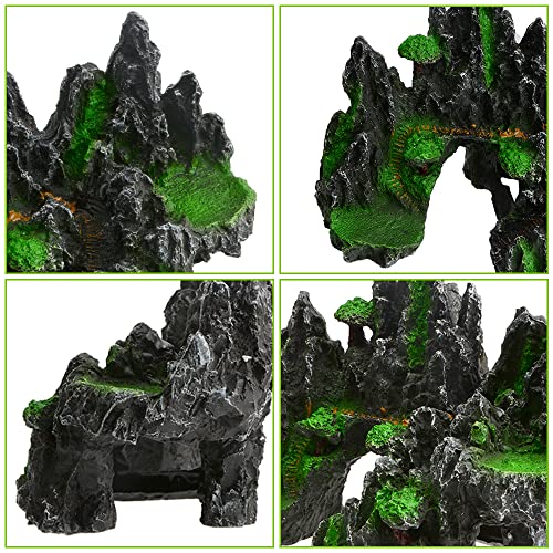 Saim Large Aquarium Rock Decorations, Mountain Ornament Fish Cave Bridge, Fish Tank Aquascape Model for Gold Fish, Betta Cichlids Hideaway Cave Hideout (Small) - size: Small