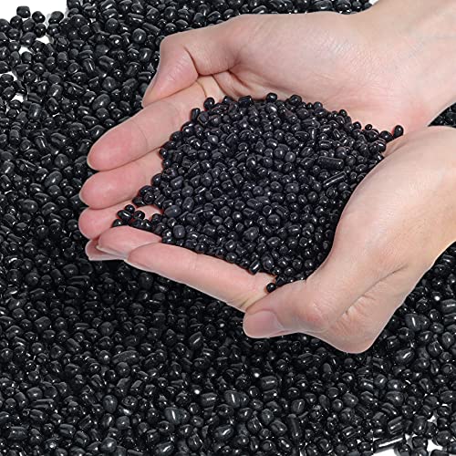 T4U Tumbled Chips Stones Crushed Black Gravels 1 LB, Irregular Shaped Natural Rock Pebbles, DIY Polished Rocks for Potted Plant, Bonsai, Vase Fillers Aquarium Decoration, Aquarium Gravel Rocks - color: Black, size: 1 LB