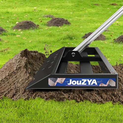JouZYA Lawn Leveling Rake 30x10 inch, Leve Lawn Tool with Stainless Steel, Lawn Leveler 27-80" Adjustable Handle, Yard Leveling Rake Heavy-Duty for Garden, Golf Course, and Farm