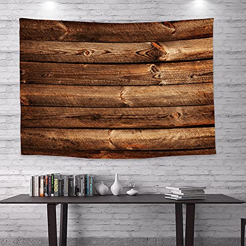 WODEJIA Fabric Tapestry Decorative Wall Art Tablecloth Bedspread Picnic Blanket Beach Throw Blanket for Bedroom Hall Dormitory Living Room Hanging 79 x 59 inches Brown Wooden Wall Print - color: Brown Wooden Wall, size: 79"L x 59"W