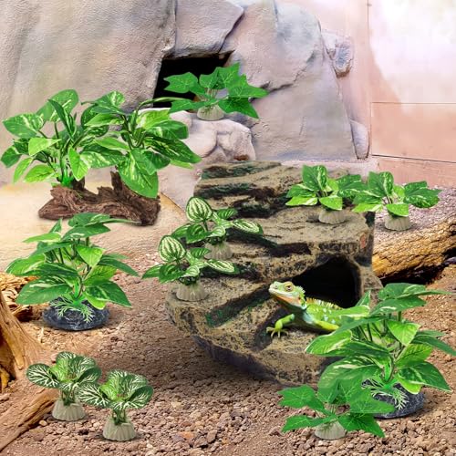 GOZILLA Silk Fish Tank Plants,Reptile Artificial Plant,Reptile Plants for Terrarium,Aquarium Decorations Accessories Set,Resin Driftwood Artificial Silk Aquarium Plant for Fish Tank.(11PCS/A-Set) - color: 11pcs/A-set
