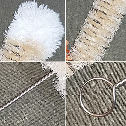 NewFerU Stainless Steel Soda Bottle Cleaning Brush in Natural Boar Bristle Wool Tip Long Handle, Flexible Bendable Thick Wire Cleaner for Narrow Neck Water Baby Bottles Straw Pipe Tube Flask (Big) - color: Big