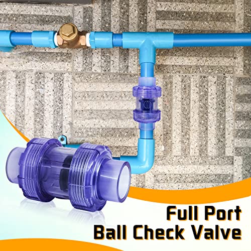 Clear UPVC Check Valve, 1inch Slip Swing Full Port Utility Double True Union Check Valve, UPVC No-return Valve, Sch80 Socket End Pool Ball Check Valve for Backflow Prevention