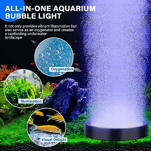 fishkeeper Aquarium Air Bubble Light, LED Fish Tank Bubbler Stone Disk with 11 Super Bright Lamp Beads, 16 Colors and 4 Modes Adjustable for Fish Tank Decoration Oxygenation