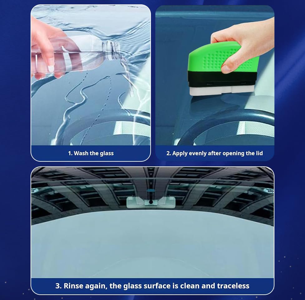 3PCS Upgrade 2.0 Clear View Glass Cleaner, Oil Film Cleaning Brush for Automotive Windows, Clear Sight Car Windshield Cleaner Tool, Universal Cleaning Wipe Board - color: 3PC