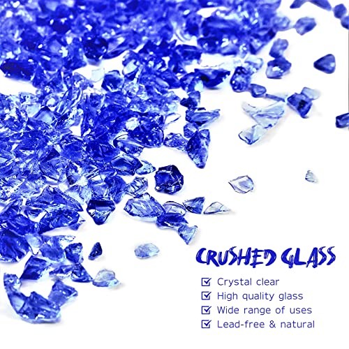 1.5 lb Cobalt Blue Crushed Glass for Resin Art and Crafts, 3-6mm Chunky Broken Glass Pieces, Solid Color Irregular Shards for Geode, Vase Filler, Aquarium Decor & DIY Crafts - color: Cobalt Blue