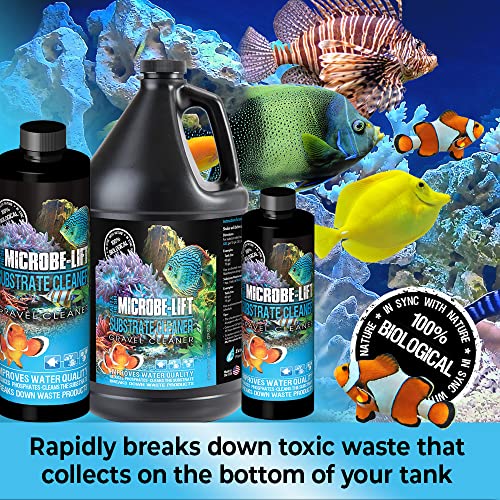 MICROBE-LIFT Gravel & Substrate Cleaner for Saltwater Aquarium and Freshwater Tanks, Tank Cleaner and Aquarium Water Conditioner, Clarifies Water, Reduces Sludge, Aquarium Supplies, 4 Ounces (GSC04) - size: 4 Ounces
