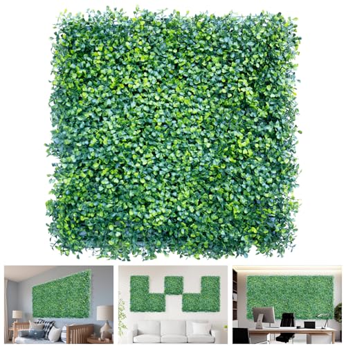 TANG 20"x20"-1PC Artificial Greenery Boxwood Panels Grass Wall Panel, Faux Privacy Fence Ivy Screens Backdrop Fake Hedge for Indoor Outdoor Wedding Décor, Dark Boxwood Double Color - color: Dark Boxwood Double Color, size: 20"x20"