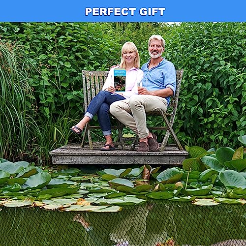 BUZIFU Pond Netting, 14 x 14 FT Pond Net for Koi Ponds, Garden Pool Fine Mesh Pond Netting for Leaves, Protects Koi Fish from Birds Cats Predators, with 14 Stakes and 30 Cable Zip Ties - size: 14x14FT