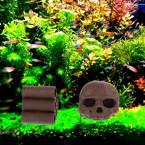 TOYANDONA 2pcs Wear-Resistant Fish Tank Decoration Shrimp Hideout Compact Ceramic Cave with Six-Hole Tube Vivid Aquarium Ornament for Fish and Shrimp Spawning