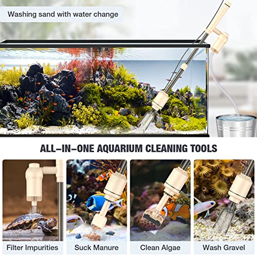 AKKEE Aquarium Vacuum Gravel Cleaner: Water Circulation, Beige